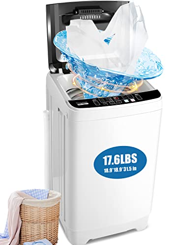 Nictemaw Portable Washing Machine 17.6Lbs Capacity Portable Washer 1.9 Cu.ft Full-Automatic Compact Laundry Washer With Drain Pump and Dryer Combo, 10 Wash Programs 8 water level selections with LED display Ideal for Home/Dorms/RV