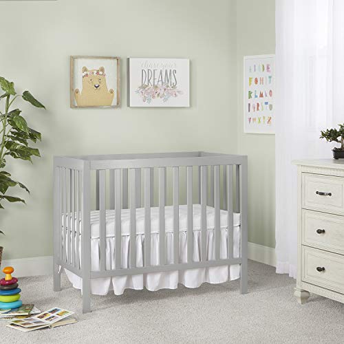 Dream On Me, Edgewood 4-in-1 Convertible Mini Crib, Cool Grey , 40x25x33 Inch (Pack of 1)