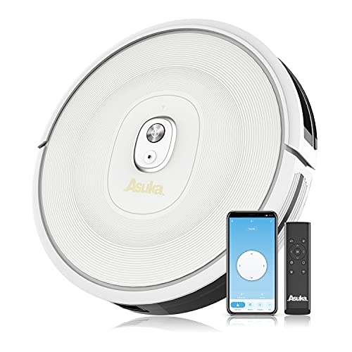 Asuka Robot Vacuum Cleaner S1 - Quite Robotic Vacuum Cleaner No-Go Areas 2000Pa Slim Design Robot Vacuums Carpets Boost Intellect Self-Charging Vacuum Cleaner for Pet Hair- White