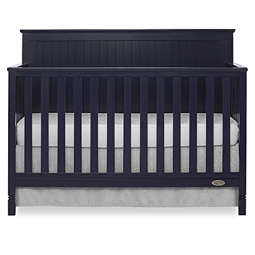 Dream On Me Alexa 5 in 1 Convertible Crib in Navy, Greenguard Gold Certified