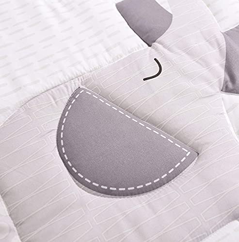 6 PC Elephant Crib Bedding Sets for Baby Boys,Grey/White Crib Set with Crib Skirt/Quilt/Crib Sheet/3 Wall Stickers