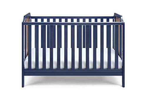 Suite Bebe Brees Convertible Island Crib in Midnight Blue and Vintage Walnut , 53.5x37.5x30.5 Inch (Pack of 1)