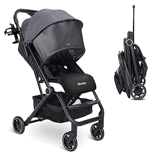 Wheelive Lightweight Baby Stroller, One Hand Easy Fold Compact Travel Stroller with Adjustable Backrest & Storage Basket, Sleep Shade - Infant Stroller for Airplane Travel and More