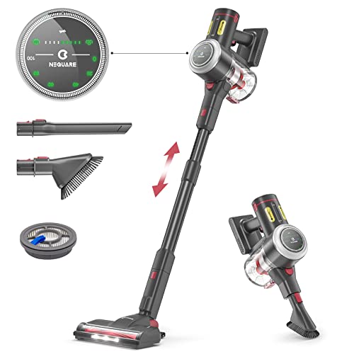 Cordless Vacuum Cleaner, 26Kpa Powerful Suction 40min Runtime Stick Vacuum Cleaner with LED Display, 9 Gears Adjustable Suction Lightweight Handheld Vacuum for Hard Floor S26