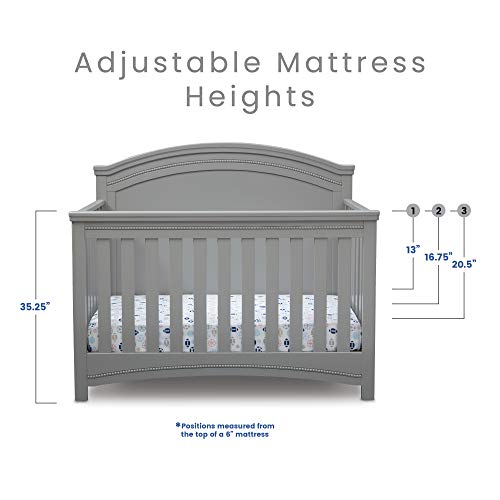 Simmons Kids SlumberTime Emma 4-in-1 Convertible Baby Crib N More - Greenguard Gold Certified, Grey