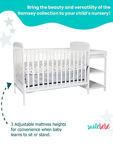 Suite Bebe Ramsey 3 in 1 Convertible Crib and Changer in White