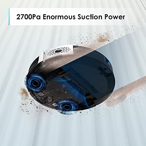 Thamtu G10 Robot Vacuum with 2700Pa Strong Suction, Super-Thin Robotic Vacuum Cleaner, Compatible with Alexa, Clean Schedule, Self-Charging, Ideal for Pet Hair, Hard Floor, Medium-Pile Carpet (White)