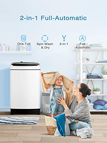 ke- Full Automatic Washing Machine, 1.5Cu.Ft 11lbs Capacity Portable Machine, 8 Programs 10 Water Levels Energy Saving Top Load Washer for Apartment Dorm
