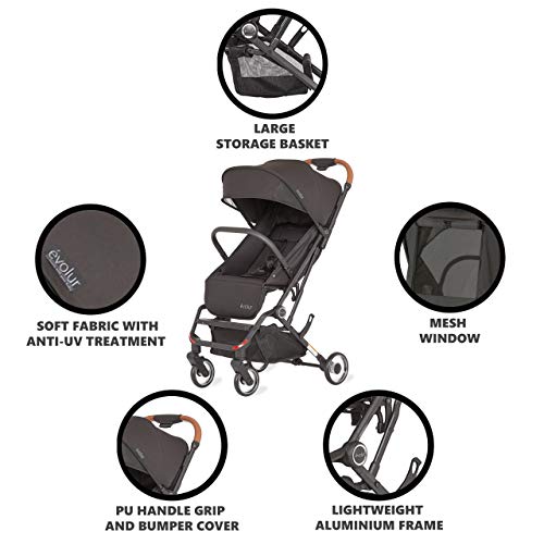 Evolur Urban Nimble Stroller, Black (465-BLK)