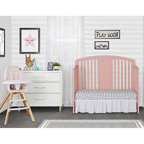 Sweetpea Baby Arc 4-in-1 Convertible Crib in Dusty Pink, Greenguard Gold Certified