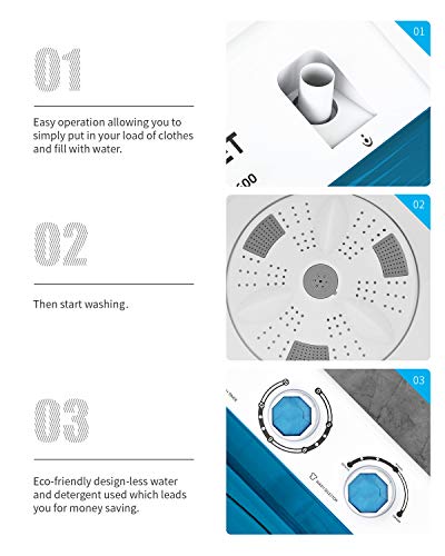 KUPPET Compact Twin Tub Portable Mini Washing Machine 26lbs Capacity, Washer(18lbs)&Spiner(8lbs)/Built-in Drain Pump/Semi-Automatic (White&Blue)