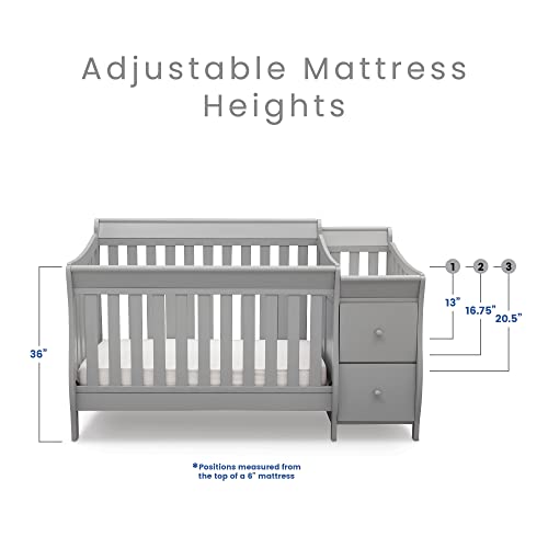 Delta Children Bentley S 4in-1 Convertible Crib and Changer - Greenguard Gold Certified, Grey
