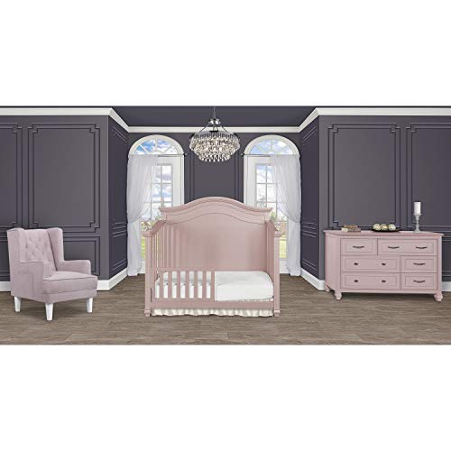 Evolur Madison 5-in-1 Curved Top Convertible Crib in Blush Pink