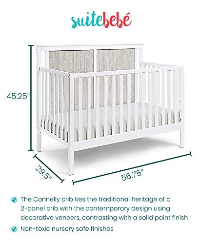 Suite Bebe Connelly 4 in 1 Convertible Crib in White with Rockport Gray Wood