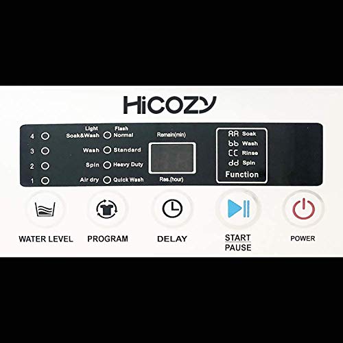 Hicozy PAN6360W Compact Portable Washing Machine, 12lbs Capacity, 8 Wash Programs, 1.54 cu.ft Top Load Cloth Washer, Gray