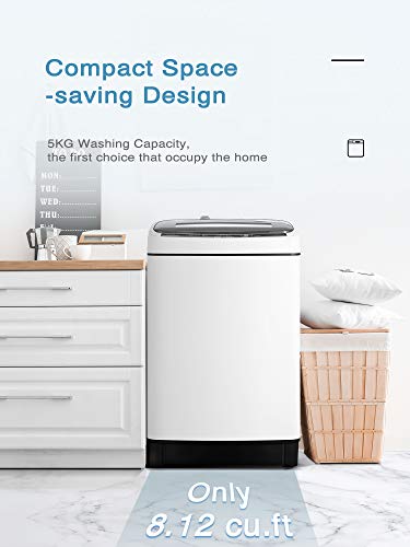 ke- Full Automatic Washing Machine, 1.5Cu.Ft 11lbs Capacity Portable Machine, 8 Programs 10 Water Levels Energy Saving Top Load Washer for Apartment Dorm