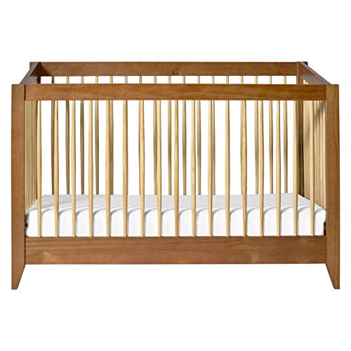 Babyletto Sprout 4-in-1 Convertible Crib with Toddler Bed Conversion Kit in Chestnut and Natural, Greenguard Gold Certified