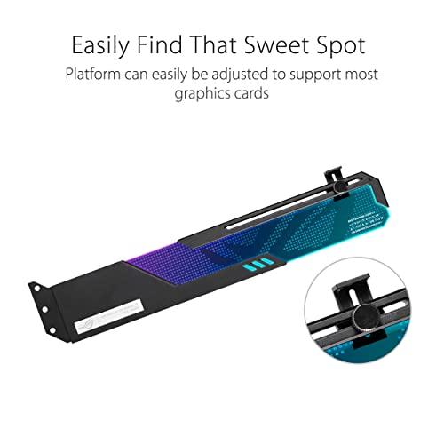 ASUS ROG Wingwall Graphics Card Holder - Easily Adjustable, Aura Sync RGB Lighting, Aluminum Structure, Customizable Acrylic Plate, Universal GPU Support