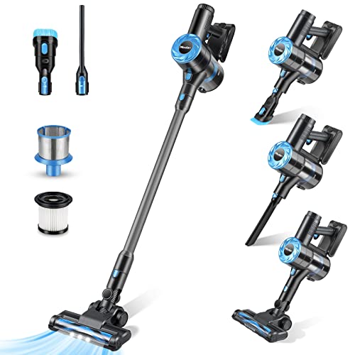 Moolan Cordless Vacuum Cleaner, 23KPa 6-in-1 Stick Vacuum Cleaner with 2200 m-A-h Battery, Up to 45 Mins Runtime, Powerful Suction with Lightweight Vacuum Cleaner,for Hard Floor Carpet Pet Hair