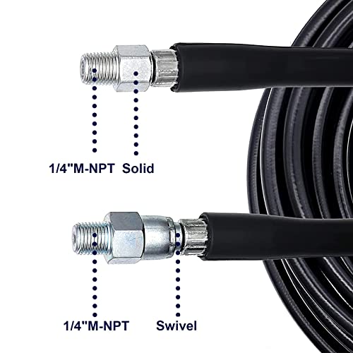 EOPDGIR 150 FT Sewer Jetter Kit for Pressure Washer,Sewer Jetter Nozzles Kit,Drain Cleaning Hose for Pressure Washer,Corner,Button Nose and Rotating Sewer Jetting Nozzle,1/4 Inch NPT,5800 PSI (150FT)
