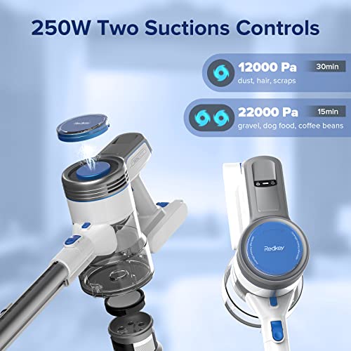 Cordless Vacuum Cleaner, 250W 22KPA Stick Vacuum, 35Mins Long Runtime, 6 in 1 Lightweight & Ultra-Quiet Cordless Vacuum for Home Hard Floor Carpet Pet Hair Car Cleaning