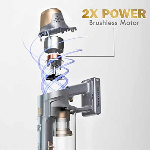 Kenmore DS4095 21.6V Cordless Stick Vacuum Lightweight Cleaner with 2-Speed Power Control, LED Headlight, Converts to Handheld for Hardwood Floors, Carpet & Pet Hair, Brushless w/EasyReach Wand, Gold