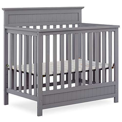 Dream On Me Harbor 4-in-1 Convertible Mini Crib in Storm Grey, Greenguard Gold Certified