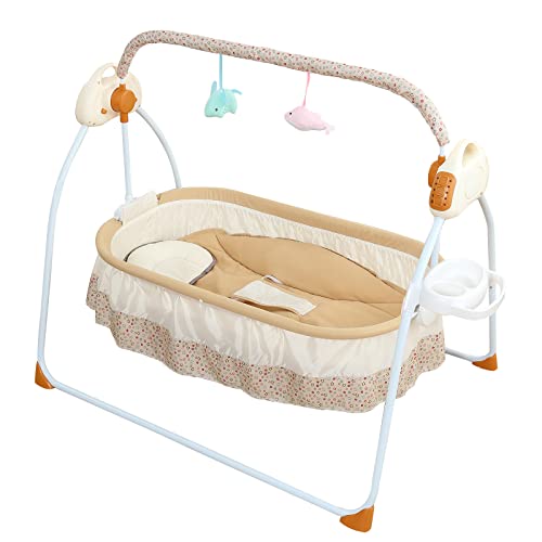 Electric Crib Cradle Newborn Cradle Swings Rocking Chair Bassinet Infant Bed Cot Crib Basket 0-18 Months Portable Crib with Music