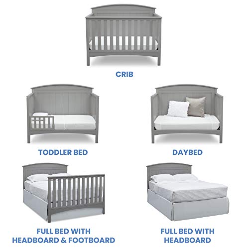 Delta Children Archer Solid Panel 4-in-1 Convertible Baby Crib - Greenguard Gold Certified, Grey