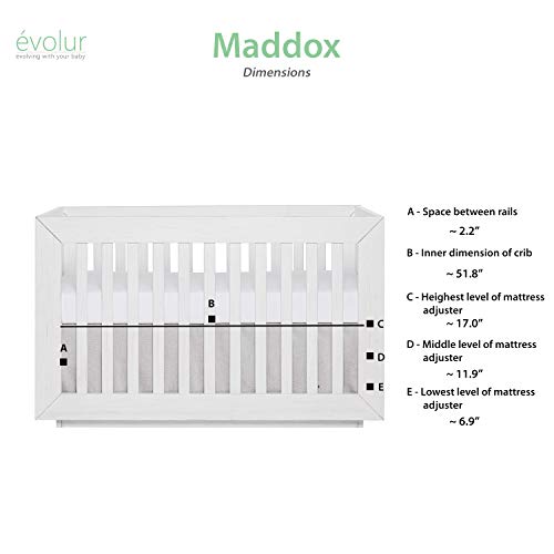 Evolur Maddox Modern Crib, Weathered White