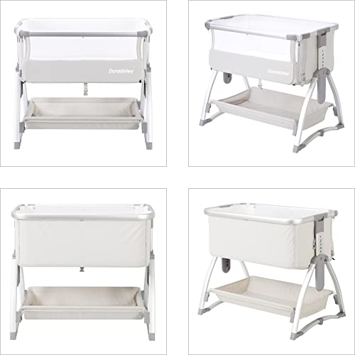 Baby Bassinet, Bedside Sleeper Newborn Crib Adjustable Height with Mattress, 3 in 1 Rocking Cradle Infant & Toddler Beds Bassinets(Light Grey)