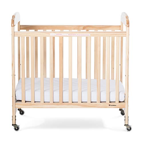 Foundations Serenity Compact Daycare Crib, Fixed-Side with Adjustable Mattress Board, Clearview (Natural)