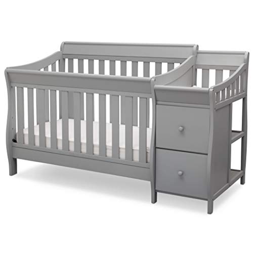 Delta Children Bentley S 4in-1 Convertible Crib and Changer - Greenguard Gold Certified, Grey
