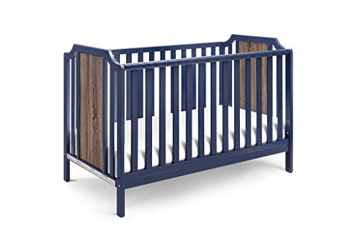 Suite Bebe Brees Convertible Island Crib in Midnight Blue and Vintage Walnut , 53.5x37.5x30.5 Inch (Pack of 1)