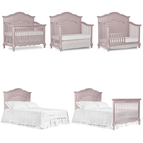 Evolur Aurora 5-in-1 Convertible Crib, Dusty Rose, Greenguard Gold Certified