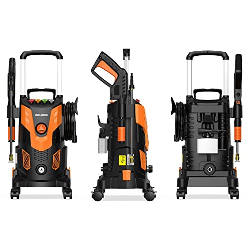 Upgraded 3000PSI Pressure Washer, 2.5GPM Portable Electric Power Washer with 360° Spinner Wheels, 4 Quick Connect Nozzles Foam Cannon for Car/Patio/Deck/Home Cleaning