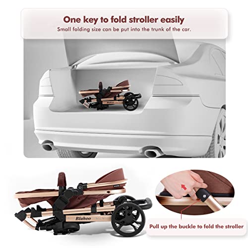 Blahoo Baby Stroller for Toddler .Foldable Aluminum Alloy Pushchair with Adjustable Backrest.Bassinet Stroller Adjustable Direction