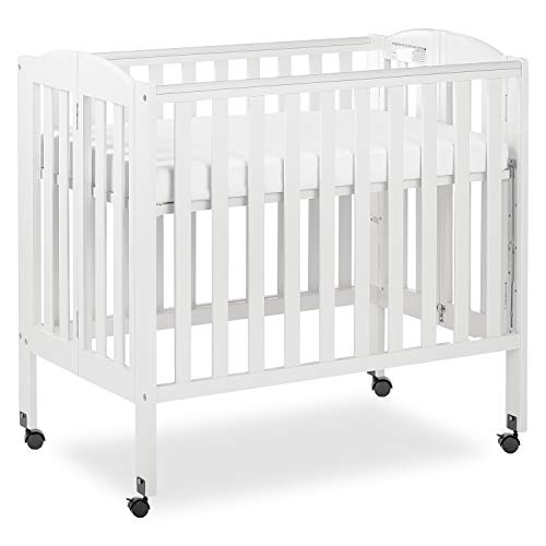 Dream On Me 3 in 1 Portable Folding Stationary Side Crib in White, Greenguard Gold Certified, Mini Crib