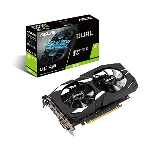 Asus GeForce GTX 1650 Overclocked 4GB Dual-Fan Edition VR Ready HDMI DP 1.4 DVI Graphics Card (Dual-GTX1650-O4G)