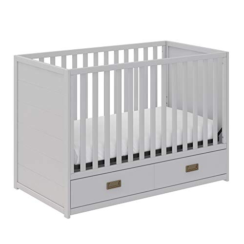 Little Seeds Haven 3-in-1 Convertible Storage Crib, Nursery, Dove Gray