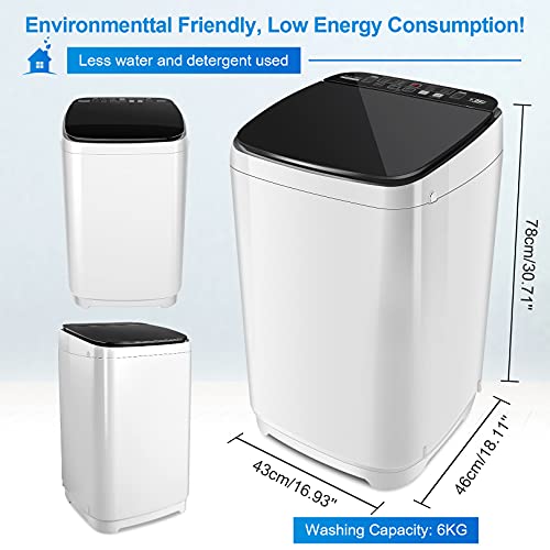 Portable Washing Machine Nictemaw 1.7Cu.ft/15.6Lbs Compact Washer with Drain Pump, 10 Programs 8 Water Level Selections with LED Display, Fully Automatic Washer Ideal for Apartments, RV, Dorms