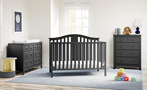 Graco Solano 5-in-1 Convertible Crib (Gray) – Converts from Baby Crib to Toddler Bed, Daybed and Full-Size Bed, Fits Standard Full-Size Crib Mattress, Adjustable Mattress Support Base