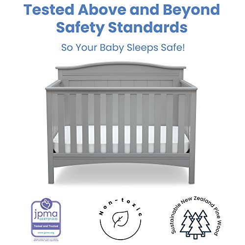 Delta Children Bennett 4-in-1 Convertible Baby Crib, Greenguard Gold Certified, Grey