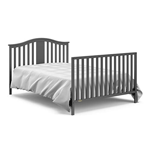 Graco Solano 5-in-1 Convertible Crib (Gray) – Converts from Baby Crib to Toddler Bed, Daybed and Full-Size Bed, Fits Standard Full-Size Crib Mattress, Adjustable Mattress Support Base
