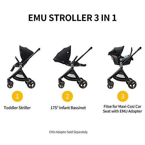 ELITTLE Full Size Compact Stroller EMU - Lightweight High Landscape Baby Strollers, Portable Toddler Stroller Travel with Large Canopy Reversible Seat, 0-36 Months Newborn Infant Bassinet