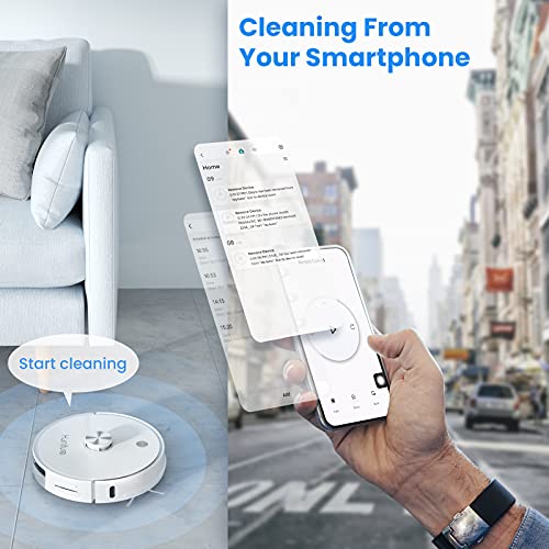 HONITURE Q6pro Robot Vacuum Cleaner, Self Emptying Robot Vacuum And Mop Combo, 3000Pa Suction, LIDAR Navigation, Multi-Floor Mapping, Virtual Boundary, Ideal For Pet Hair And Hard Floor Carpet (White)