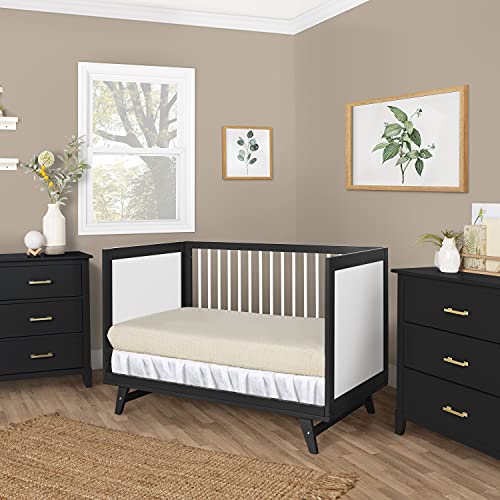 Dream On Me Carter 5-in-1 Full Size Convertible Crib / 3 Mattress Height Settings / JPMA Certified / Made of New Zealand Pinewood / Sturdy Crib Design, Black & White