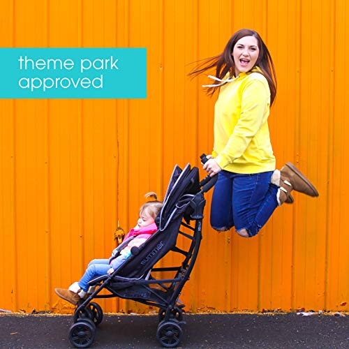 Summer Infant 3Dlite+ Convenience Stroller, Granite Herringbone  – Lightweight Umbrella Stroller with Oversized Canopy, Extra-Large Storage and Compact Fold