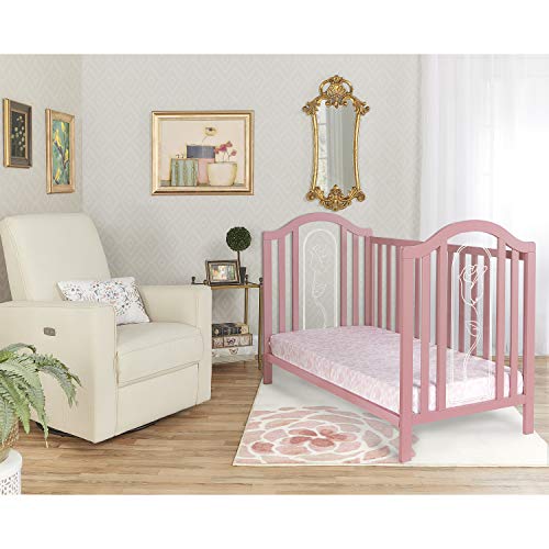 Sweetpea Baby Pacific Acrylic Convertible Crib in Rose Pink, Greenguard Gold Certified