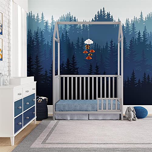 Little Seeds Rowan Valley Skyler 3-in-1 Convertible Crib with Canopy, Dove Gray